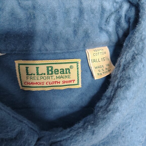 Vintage LL Bean Chamois Cloth Shirt Size Large Tall Blue Pastel Made In USA - Picture 4 of 8
